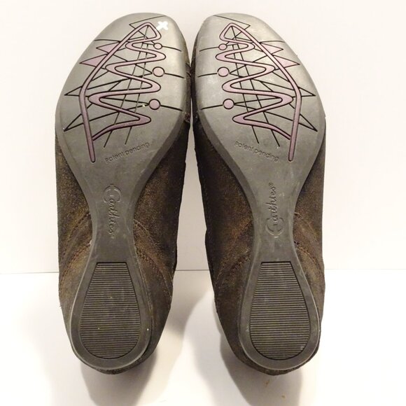 EARTHIES Ronda Rock Bronze Dk Brown Suede Slip on Hidden Wedge Flat Shoes 8B - Picture 6 of 7